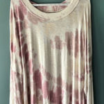 Wonderly 2x Tie Dye Rose Pink Ivory Long Sleeve Scoop Neck Retro Lightweight $52 Photo 0