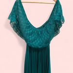 Vintage 70’s aquamarine lace top pleated maxi boho magical mermaid dress Blue Photo 2