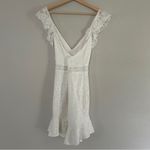 Hello Molly NWT White Sheath Mini Dress V-Neck Flutter Lace Bachelorette Bridal Photo 10