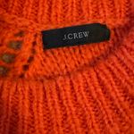 J.Crew Small Cable Knit Pointelle Sweater with Popcorn Flowers Orange wool Photo 4