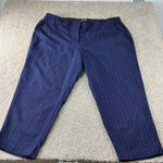 Lane Bryant Lane Bryant The Ashley Modernist Collection Blue Pinstripe Crop Pants Size 28 Photo 0