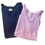 Pact BUNDLE Two (2) VNeck TShirts Womens Size M Organic Cotton Blue Pink Classic Size M Photo 0