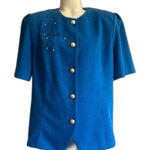 Vintage Pablo Collection Blue Blazer Jacket Petite 16 16P Photo 0