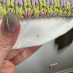 Fate Sweater Women Size S Cream Rainbow Crochet Hood Pocket Crop Sweatshirt Boho Photo 5