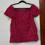 Banana Republic Banana‎ Republic Red Blue Floral Off The Shoulder Short Sleeve Top Size S Photo 0