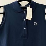 Tory Burch NEW Sport Performance Pique Sleeveless Collared Blue Polo Shirt XL Photo 5