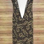Vintage 90’s Y2K Studio I Black Brown All Over Leaf Print Maxi Dress Women’s 14P Photo 5