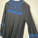 Free People Black Blue Snow Day Knit Thermal Top Medium Photo 2