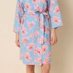 The Cat's Pajamas Celeste Luxe Pima Kimono Robe Cherry Blossom Print Size S/M Yellow Size M Photo 0