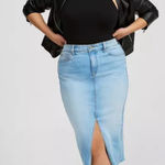 Torrid NWT Midi Denim Front Slit Skirt, Light Blue Denim Pencil Skirt Photo 0