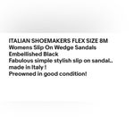 Italian Shoemakers  FLEX SIZE 8M Womens Slip On Wedge Sandals Embellished Black Photo 9