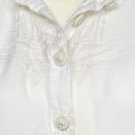 Johnny Was  White Embroidered Long Sleeve Sheer‎ Blouse Sz M Photo 3
