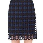Akris Punto NWT Eyelet Laser Cut Lace Layered Mini Skirt Nero-Blu Mare Women's M Photo 0