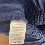 Hill House  100% Linen Smocked Ruffle Top Navy Blue Women’s Small Photo 2