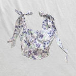 Pastel purple white green floral bustier crop tank top Photo 0