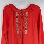 Cruel Denim Popover Top Women Small Orange Polyester Embroidered Cowgirl Western Photo 1