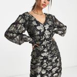 River Island NWT metallic thread ruched front mini dress in black Photo 0