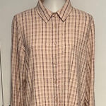 Calvin Klein Plaid Button-up Women's Over-sized Collard Shirt - Size L Photo 0