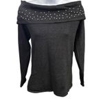 Sparkle Off Shoulder Long Sleeve Top Rhinestone Studded Dressy‎ Black Knit Size M Photo 0