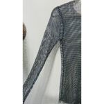 Free People NEW  Women's Navy Filter Finish Long Sleeve Metallic Mesh Small Punk Photo 6