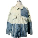 POL ‎ Denim Look Up At The Stars Jean Jacket Relaxed Oversized Women Size Small Photo 2