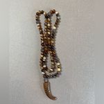 HipChik Couture Long Necklace with Tibetan Horn rhinestone beads Brown Photo 2