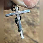 Rustic sterling silver finished with a black patina crucifix cross necklace Photo 2