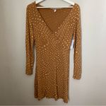 BP Dress Long Sleeve Print Knit Tan Warpy Dot Mini Casual White Neutral Photo 9