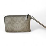 Coach  Corner Zip Wristlet Signature Canvas Beige Leather Trim Photo 1