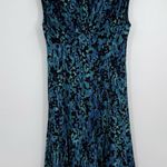 CHAPS Womens Fit Flare SS Geometric Blue Midi Dress Casual Cruise Vacation Photo 0