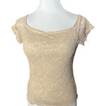 Ambiance Y2K Nude‎ Tan Lace Fitted Overlay Trending Top Medium Photo 0