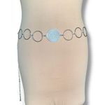 None Silver Tone Rhinestone Filigree Medallion Chain Link Belt Adjustable Fit Boho Photo 0