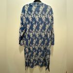 Solitaire  Embroidered Blue White Floral Crochet Kimono Cardigan Long Size Medium Photo 2