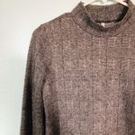 Color Thread Grey fuzzy plaid mock neck long sleeve top Photo 2