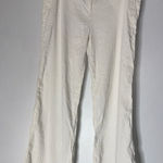 Theory  Size 10 Linen Blend Wide Leg‎ Pants In Off White Photo 0