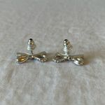 Kate Spade : “Skinny Mini” Pave Bow Stud Earrings- Silver Tone Photo 3
