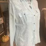 EXPRESS Size 5/6 Button Down Light Blue Shirt Photo 4