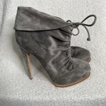 Brian Atwood  Grey Miri Ruched Slouchy Suede Ankle Heeled Booties Size 39.5 Photo 1