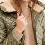 Kate Spade Quilted Hooded Sherpa Trim Coat sz L Photo 12