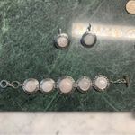 Pale Pink Quartz Greek Key Set Bracelet And Earrings Silver Plated Photo 2