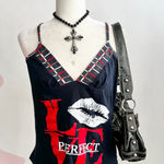 Blue Y2K Babydoll Tank Top 2000s Coquette Indie Sleaze Soft Grunge Vintage Small Photo 0