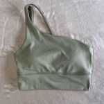 Danskin Sage Green One Shoulder Padded Push Up Sports Bra  Athletic Crop Sz S EUC Photo 0