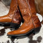 Vintage Real Leather Cowboy Boots Festival Rave Burning Man B22 Brown Size 6.5 Photo 1