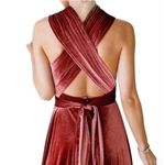 Revelry Dress Womens Medium Maroon Velvet‎ Micah Convertible Bridesmaids Maxi Red Photo 4