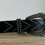 MW Black Genuine Leather Silver Studded Chunky Buckle Belt Size Small NEW Photo 10