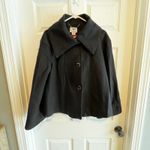 Worthington Black Wide Collar Button Front Swing Peacoat Size Medium A-Line Photo 11