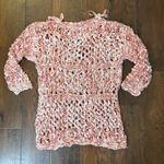 Hand knit with large needles, draped tunic / dress / beach coverup, NWOT Pink Size M Photo 3