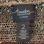 Chico’s Travelers Gold Sparkle Long Cardigan Sweater Size L Photo 2