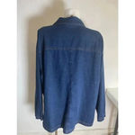 Blair Vintage‎ 90’s  Blue Denim Embroidered Floral Jean Shacket Top Plus Size XL Photo 5