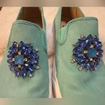 Karl Lagerfeld  Ryann Seafoam Suede Embellished Sneakers size 7.5 Photo 2